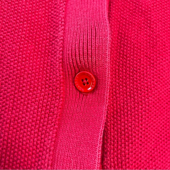 Lacoste 🐊 red cable knit  long sleeve button down cardigan sweater. - Picture 5 of 11